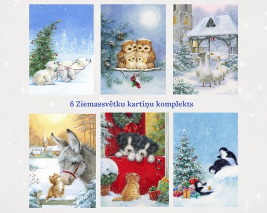 6 Ziemassvētku kartiņas - Ziemas Pasaka